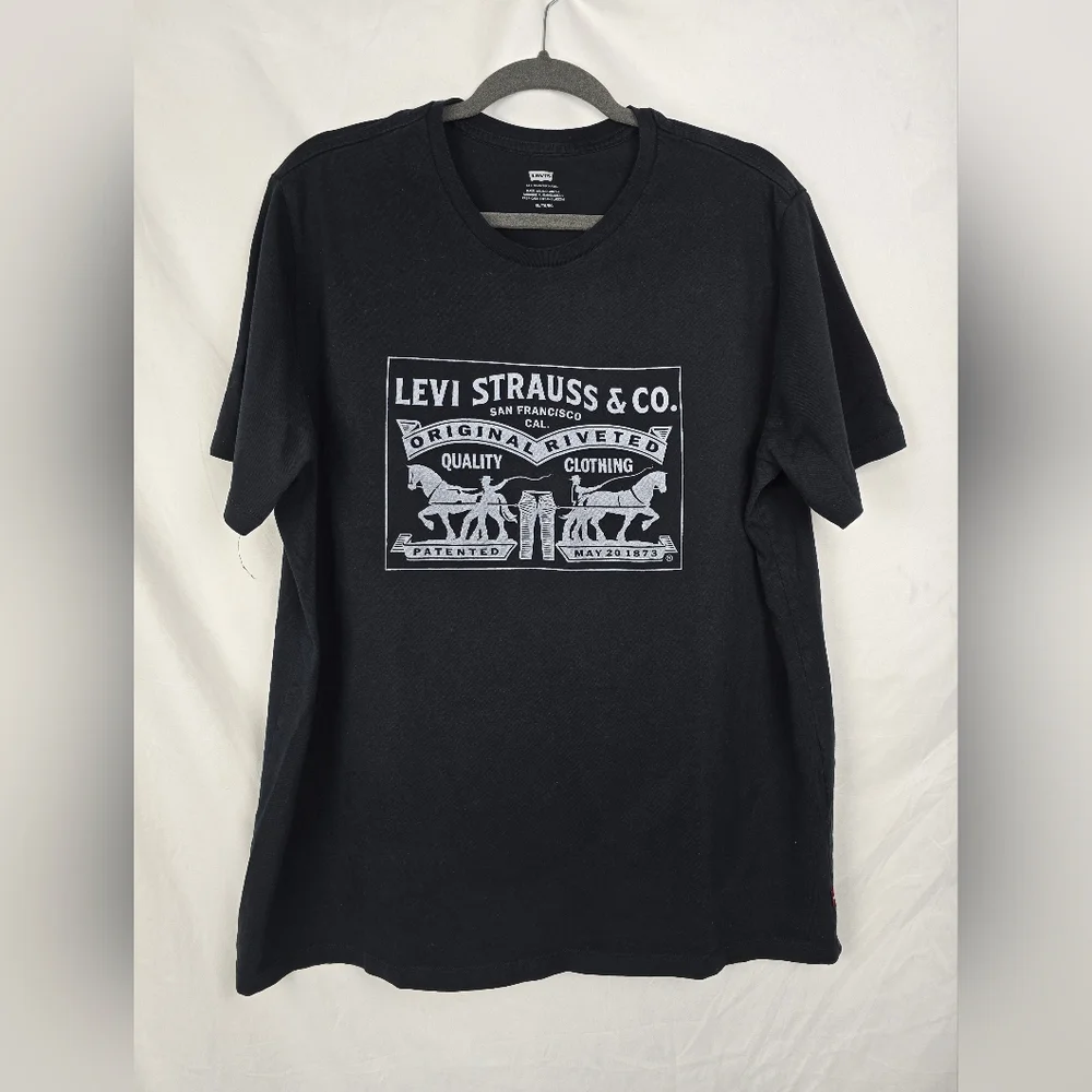 Levi's Classic Graphic Black Crew Neck Men's Short Sleeve Tee Shirt sz XL